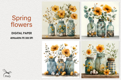 FLowers digital paper, background clipart Product Image 1