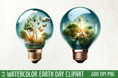 Watercolor Earth Day Clipart, Planet Earth Clipart Product Image 1
