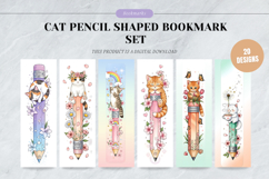 Cat Pencil Shaped Bookmark Set,Cute Pastel Stationery Gift Product Image 1
