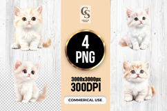 Cute Watercolor Kitten Clipart Sublimation PNG Product Image 1
