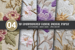 3D Embroidered Floral Digital Paper Product Image 1