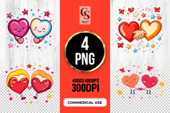 Cute Cartoon Hearts Couple Clipart PNG Product Image 1