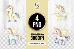 Watercolor Unicorn With Star Clipart Sublimation PNG Product Image 1