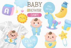 Watercolor Baby shower boy kawaii clipart baby born cartoon Product Image 1