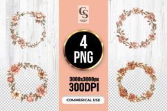 Vintage Rose Floral Wreath Clipart Sublimation PNG Product Image 1