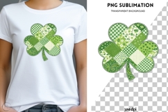 Patchwork Shamrock PNG | St Patrick’s Day Clover Quilted Product Image 1