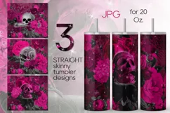 Gothic skull & flowers | Skinny tumbler sublimation design Product Image 1