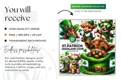 St Patrick Highland calf Clipart, highland cow clipart Product Image 2