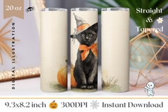 Cartoon Black Cat Tumbler, Vintage Halloween Tumbler Product Image 1