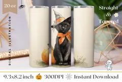 Cartoon Black Cat Tumbler, Vintage Halloween Tumbler Product Image 1