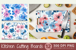 Pink &amp; Blue Flowers Cutting Boards sublimation Designs Product Image 1