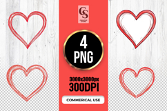 Hand-Drawn Red Heart Outline Clipart Sublimation PNG Product Image 1