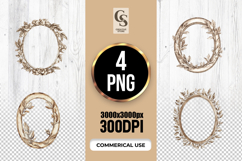 Watercolor Vintage Oval Floral Frame Clipart Sublimation PNG Product Image 1