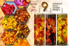 Autumn leaves, Fall | 9 Skinny Tumbler Sublimation designs Product Image 1