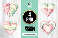Watercolor Pastel Heart Clipart Sublimation PNG Product Image 1