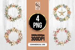 Floral Star Wreath Clipart Sublimation PNG Product Image 1