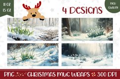 Watercolor Christmas Mug Wrap, Winter Forest Mug Template Product Image 1