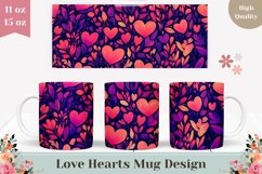 Cute Love Mug Wrap Design, Love Hearts Mug Print Product Image 1