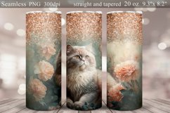 Cute Cat Tumbler Sublimation | Glitter Tumbler Wrap 20 oz Product Image 1