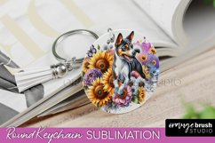 Basenji Keychain Dog Sublimation Floral PNG Product Image 1