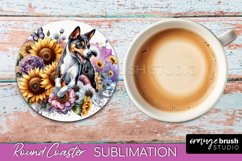 Basenji Round Coaster Dog Sublimation Floral PNG Product Image 1