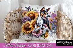 Basenji Pillow Cover Dog Sublimation Floral PNG Product Image 1