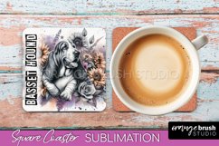 Dog Square Coaster - Dog Mom Floral Coaster Sublimation Product Image 1