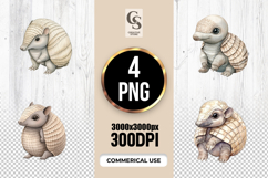 Cute Baby Armadillo Watercolor Clipart Sublimation PNG Product Image 1