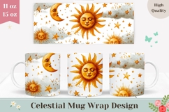 Moon Mug Wrap, Celestial Mug Template, Stars Mug Design Product Image 1