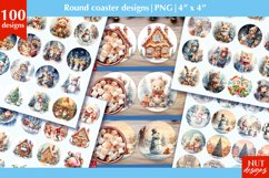 Round Coaster Bundle, Watercolor Christmas coaster designs Product Image 1