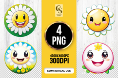 Smiling Daisy Face Clipart Sublimation PNG Product Image 1