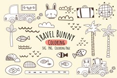 Tropical Travel Bunny Coloring Digital Art - Cute Clipart Product Image 1