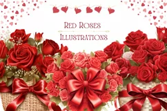 Red Roses Clipart, Valentine's Day Clipart, Roses PNG Product Image 1