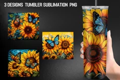 Sunflower Tumbler Wrap Sublimation Designs|Flower Tumbler Wr Product Image 1