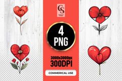 Heart Flower Botanical Bookmark Sublimation Product Image 1