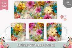 Art Mug Wrap Design, Flowers Mug Sublimation Product Image 1