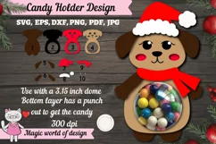 Dog in a Santa hat candy dome, svg, paper cut template Product Image 7