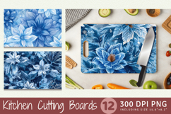 Winter Frozen Flowers Cutting Boards sublimation Design Product Image 1