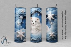 White Dog Skinny Tumbler Wrap Sublimation PNG Product Image 1