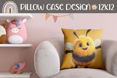 Cartoon Bee Pillow PNG, Funny Bee Pillowcase Sublimation Product Image 1