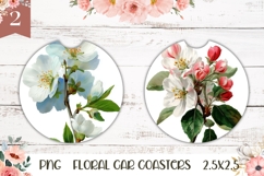 Flowers Car Coaster Template, Watercolor Flowers Coasters Product Image 1