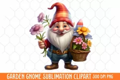 Garden Gnome Sublimation clipart, Watercolor Clipart Product Image 1