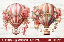 Christmas Hot Air Balloon Clipart, Christmas Hot Air Product Image 2