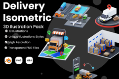 Delivery Isometric 3D Illustration Pack Product Image 1