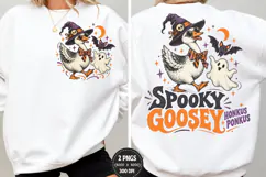 Spooky Goose Front Back Halloween PNG, Witch Goose Chest Bac Product Image 1