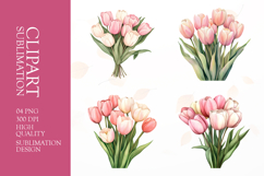 Tulip and Greenery Flower Bundle Clipart Sublimation PNG Product Image 1