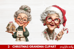 Christmas Grandma Clipart | Cute Holiday Granny PNG Illustra Product Image 1