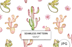 Watercolor Cactus Seamless Pattern Product Image 1