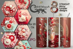 3D papercut red & white Flowers | 8 Skinny tumbler designs Product Image 1
