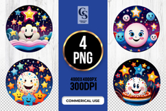 Cute Night Sky Stars Clipart Sublimation PNG Product Image 1